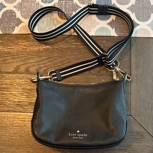 Kate Spade Black Crossbody with Striped Strap